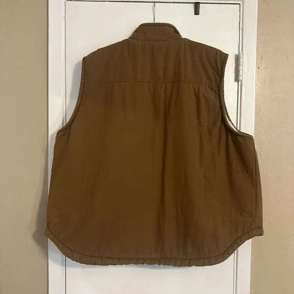 TAN LEE MEN'S SHERPA LINED CANVAS VEST XXL FLEECE WORKWEAR - Picture 7 of 11